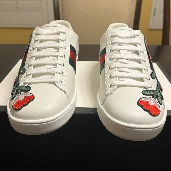 New Gucci Ace Embroidered Floral Sneaker Shoes Size 38.5 / US 8.5 - Picture 5 of 16